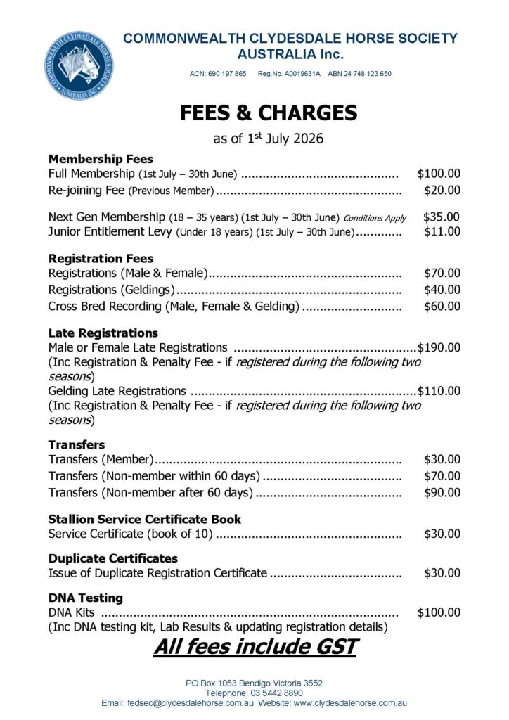 Fees & Charges 1 July 2026